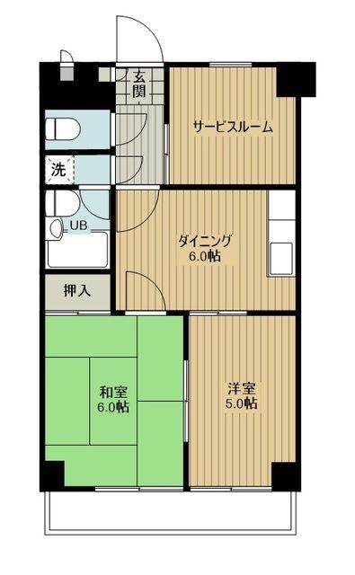 シャトル萩山(3SDK/2階)の間取り写真