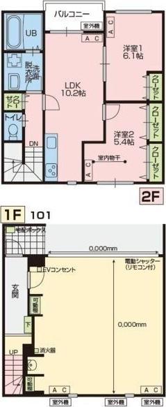 GARAGE上中野(2LDK/1階)の間取り写真