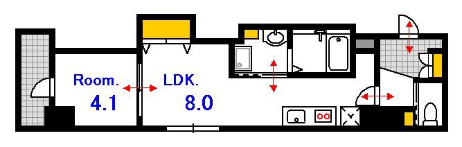 月光舟入川口町(1LDK/9階)の間取り写真