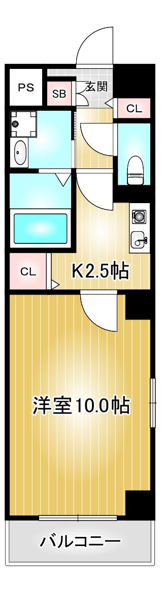 第55プロスパービル(1K/3階)の間取り写真