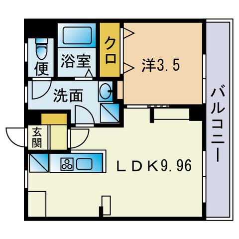 柳川ビル(1LDK/4階)の間取り写真
