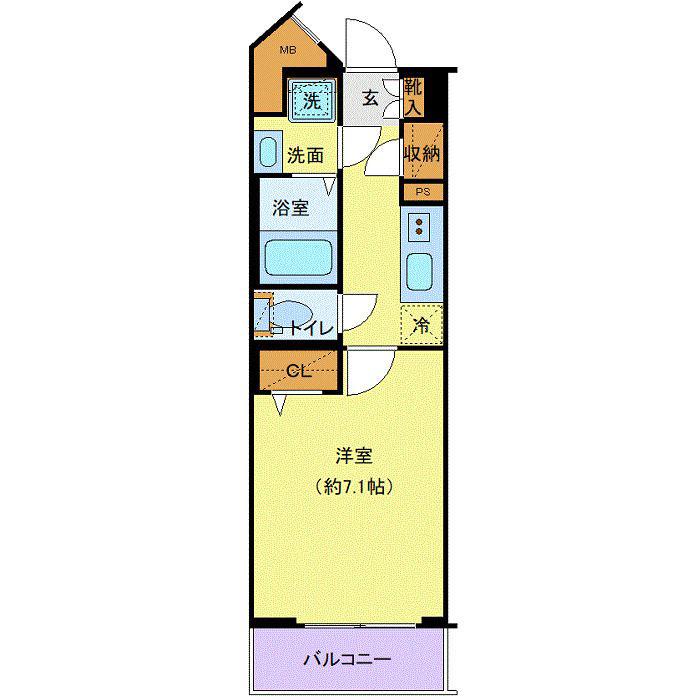 クレヴィスタ大塚(1K/1階)の間取り写真