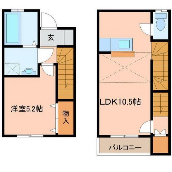 ブルック原町(1LDK/1階)の間取り写真