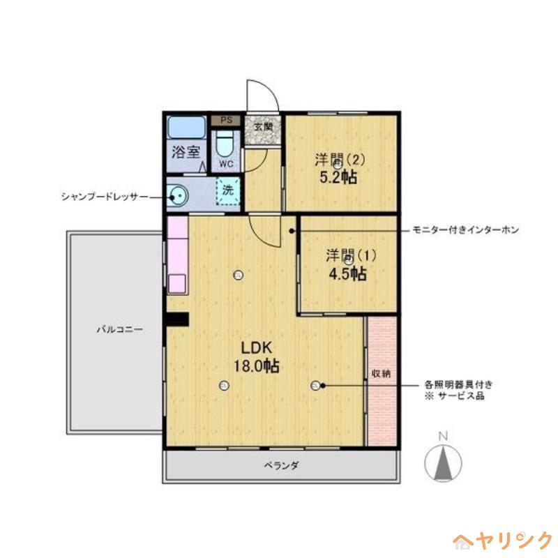 伊藤第2ビル(2LDK/5階)の間取り写真