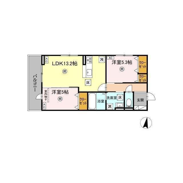 D-ROOM水前寺5丁目(2LDK/1階)の間取り写真