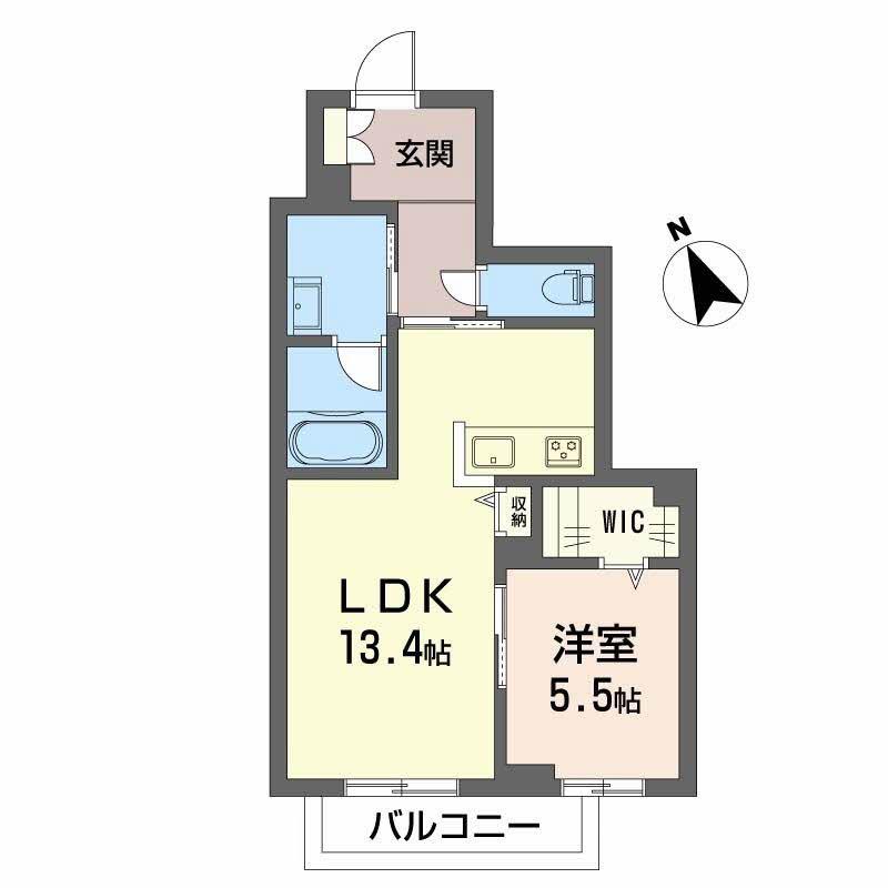 LA MAISON CALME(1LDK/2階)の間取り写真