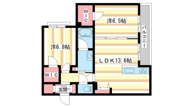 シャーメゾン五位堂(2LDK/2階)の間取り写真