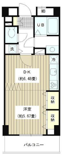 COLORS GARDEN(1DK/5階)の間取り写真