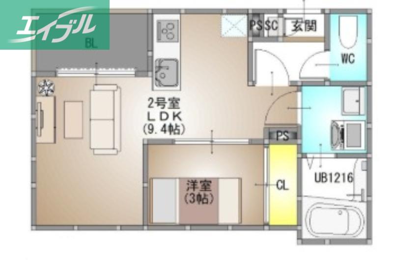 REGALEST 今(1LDK/2階)の間取り写真