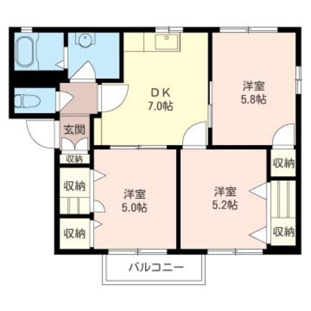 アイリススクエア(3DK/2階)の間取り写真
