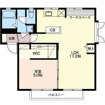 プラフォレメゾンA棟(1LDK/2階)の間取り写真