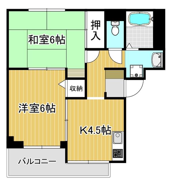 アーバンライフフミ(2K/2階)の間取り写真