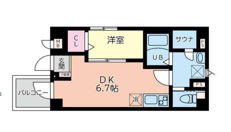 BCASA品川(1DK/1階)の間取り写真
