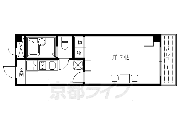 レオパレスエタージュ(1K/2階)の間取り写真