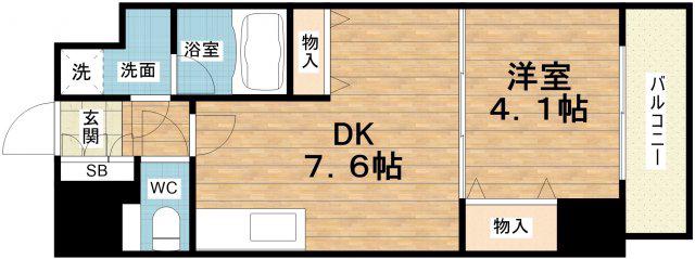 ONE ROOF FLAT TENJINBASHI(1DK/6階)の間取り写真