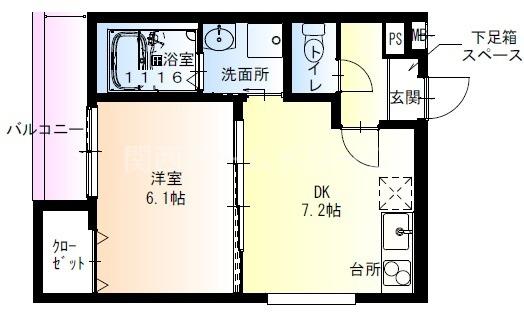 フジパレス月出町III番館(1DK/2階)の間取り写真