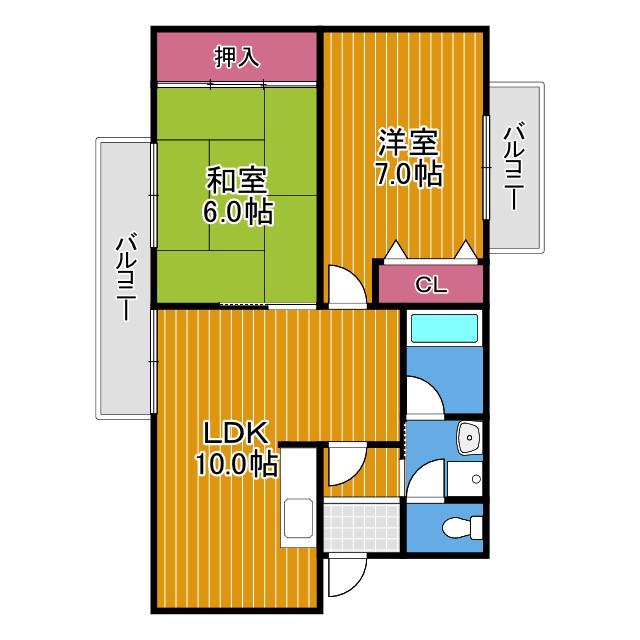 マンションリベラル(2LDK/3階)の間取り写真