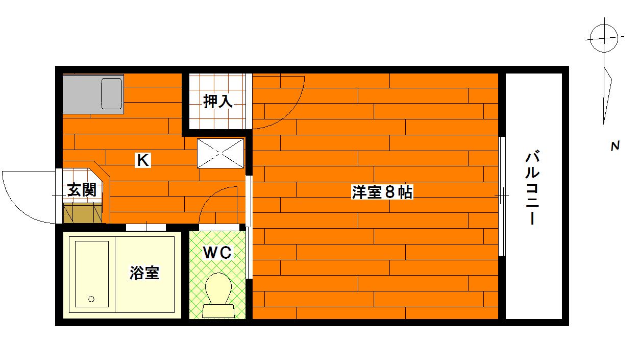 第4みさきマンション(1K/2階)の間取り写真