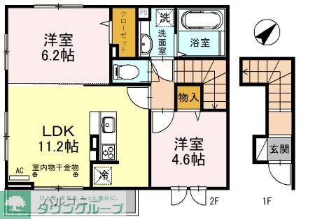 オルソ南鳩ヶ谷(2LDK/2階)の間取り写真