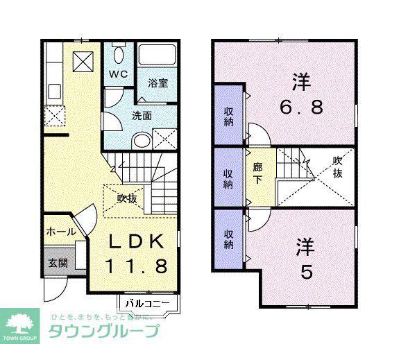 エクセランT(2LDK/1階)の間取り写真