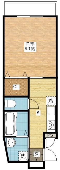 SIGNPOST長与(1K/3階)の間取り写真