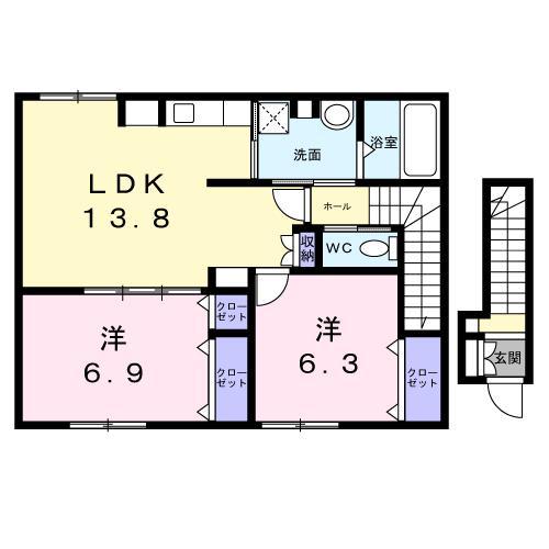 アリビオ(2LDK/2階)の間取り写真
