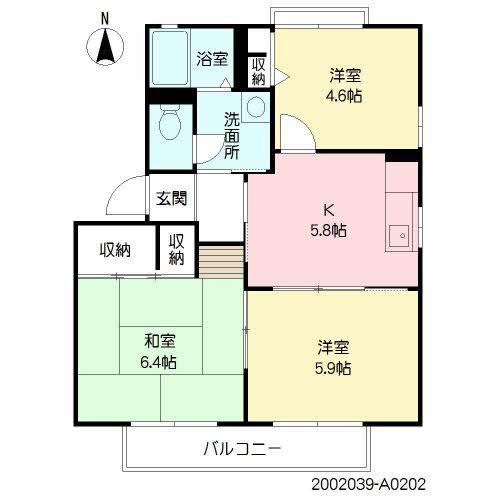 エントピア平田(2LDK/2階)の間取り写真