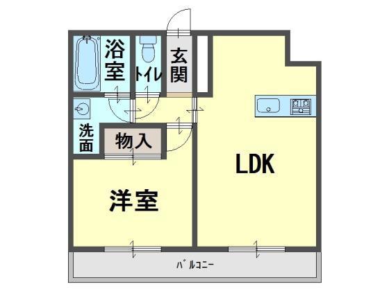 プランドール大手(1LDK/1階)の間取り写真