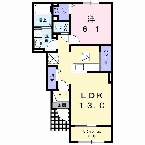 富士泉シティハウス(1LDK/1階)の間取り写真