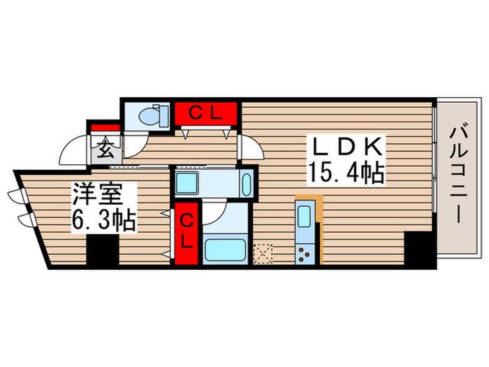 LUCE VII(1LDK/6階)の間取り写真