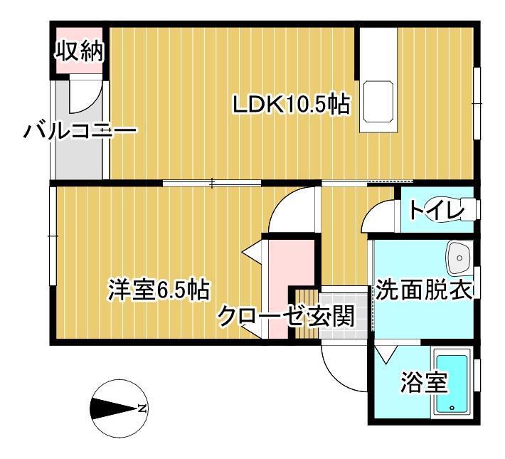 ソレアードS(1LDK/1階)の間取り写真