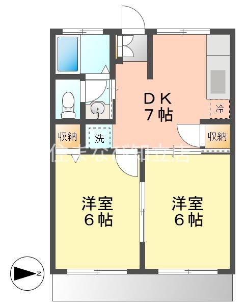 コーポイーストN(2DK/1階)の間取り写真