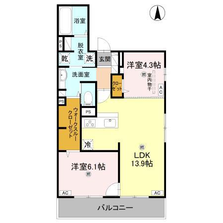 D-ROOM高井田元町(2LDK/2階)の間取り写真