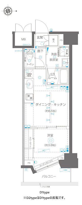 ZOOM高田馬場(1DK/2階)の間取り写真
