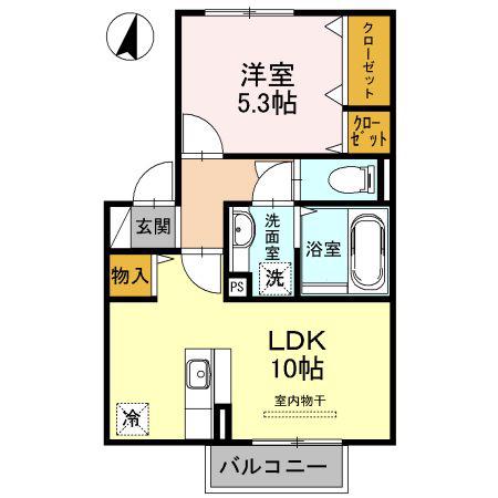 グランドソレイユ東野(1LDK/2階)の間取り写真