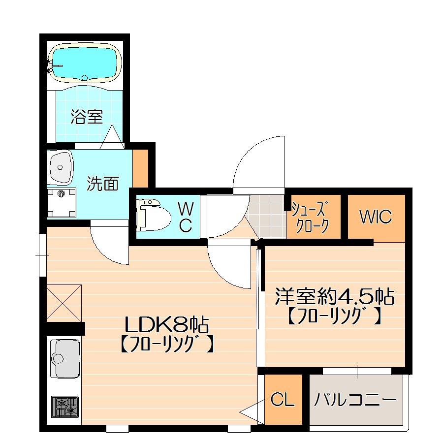 パームヴィラ笹原Ⅰ(1LDK/2階)の間取り写真