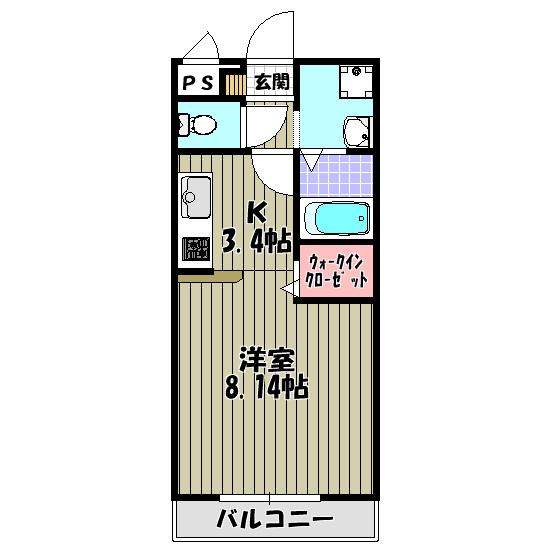 アンプルールクラージュ・サピエンス(ワンルーム/1階)の間取り写真