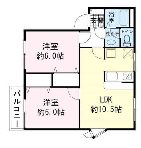 リバーサイド中島A(2LDK/1階)の間取り写真