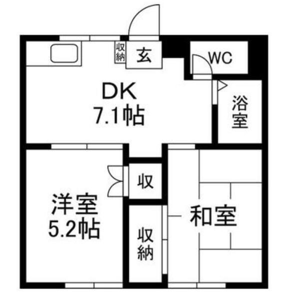 第一みどりヶ丘ハイツ(2DK/2階)の間取り写真
