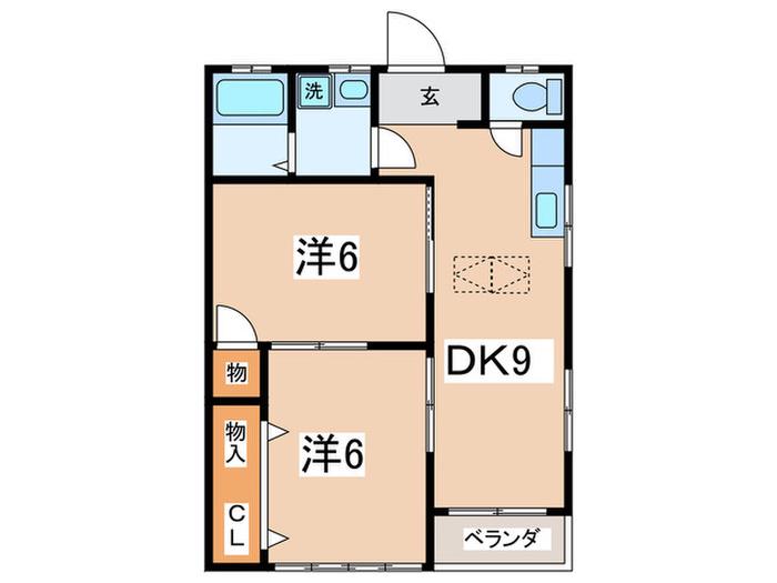 伊東ハイツ第2(2DK/2階)の間取り写真