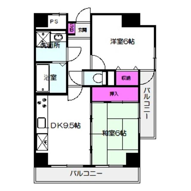 梅田鴻臚館(2LDK/4階)の間取り写真