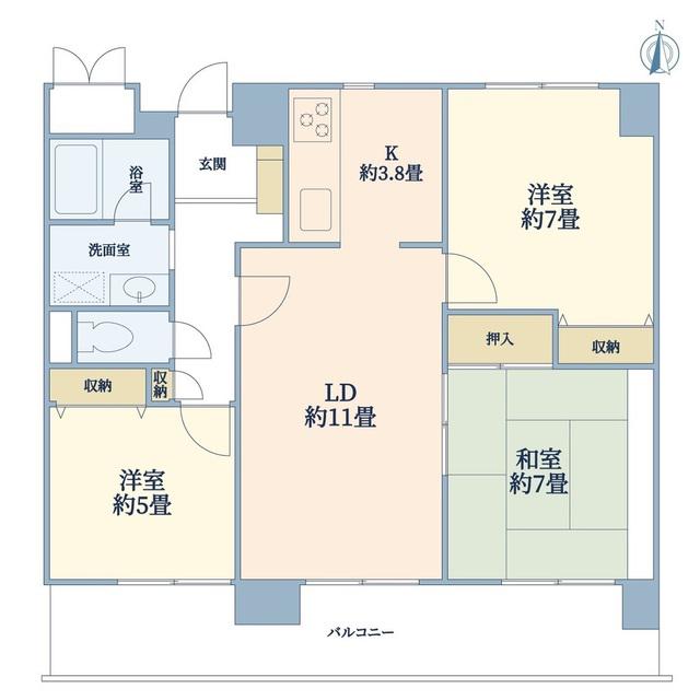 リバーサンズ南藤沢(3LDK/6階)の間取り写真