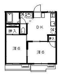 パールハイツ(2DK/2階)の間取り写真