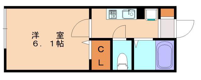 D-ROOM百合野(1K/2階)の間取り写真