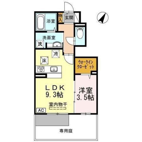 メゾン・ド・リヴェール(1LDK/1階)の間取り写真