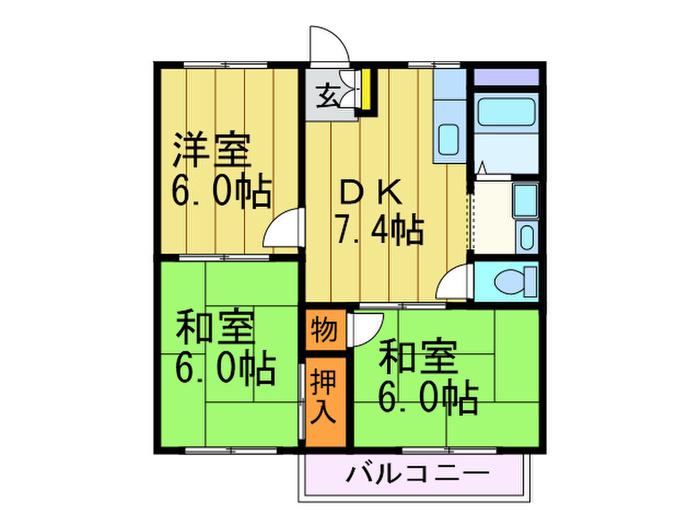ハイツリバーサイド(3DK/2階)の間取り写真