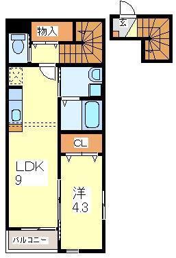 サンライズ矢巾(1LDK/2階)の間取り写真