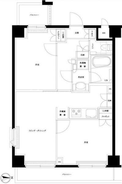 ルーブル東十条弍番館(2LDK/3階)の間取り写真