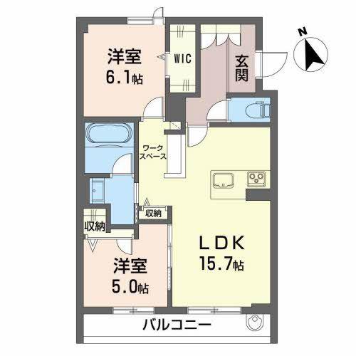 シャーメゾン加納南陽(2LDK/2階)の間取り写真