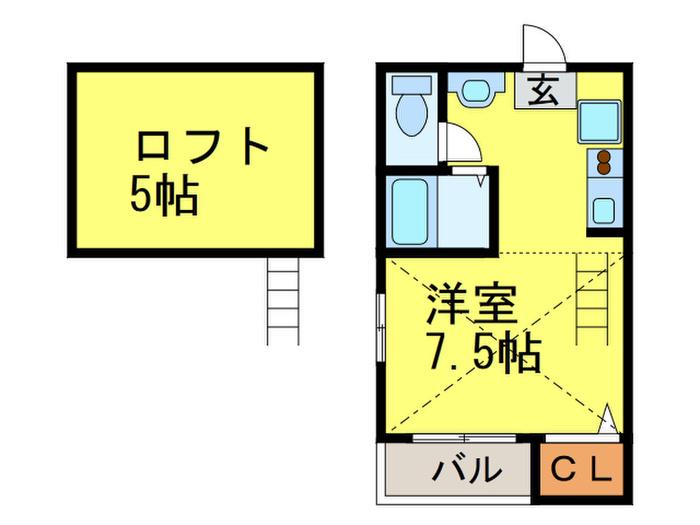 レガリータ高宮東(ワンルーム/1階)の間取り写真